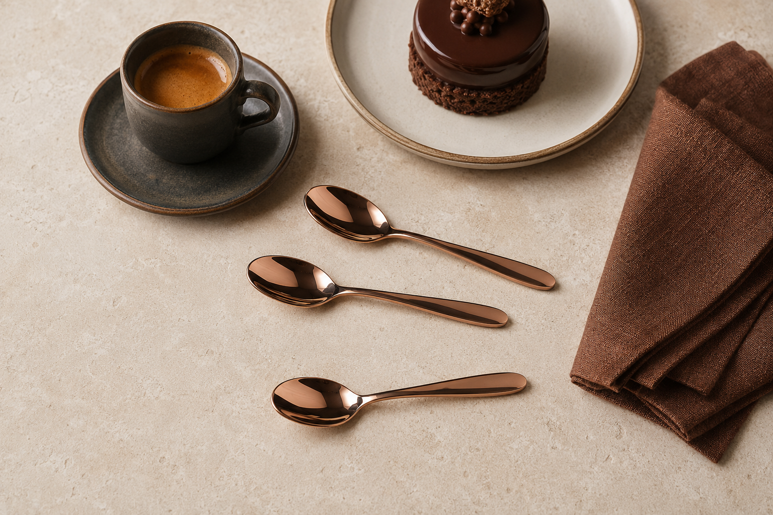 Lingurițe KAJA cupru lucios utilizare cafea desert HoReCa restaurant