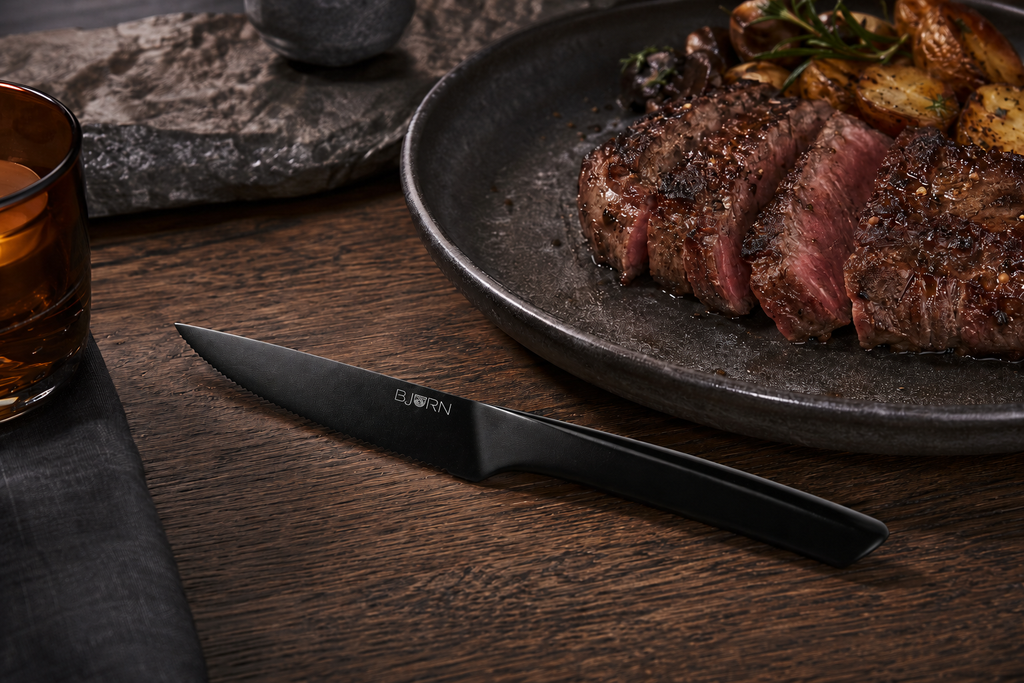 Cuțit steak JENSEN negru mat utilizare steakhouse HoReCa restaurant