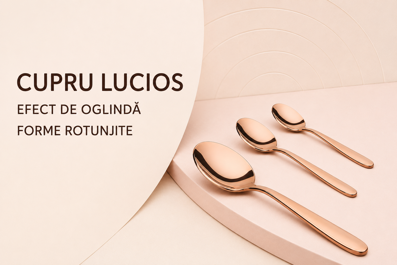 Lingurițe KAJA beneficii finisaj cupru lucios oțel inoxidabil 18/0