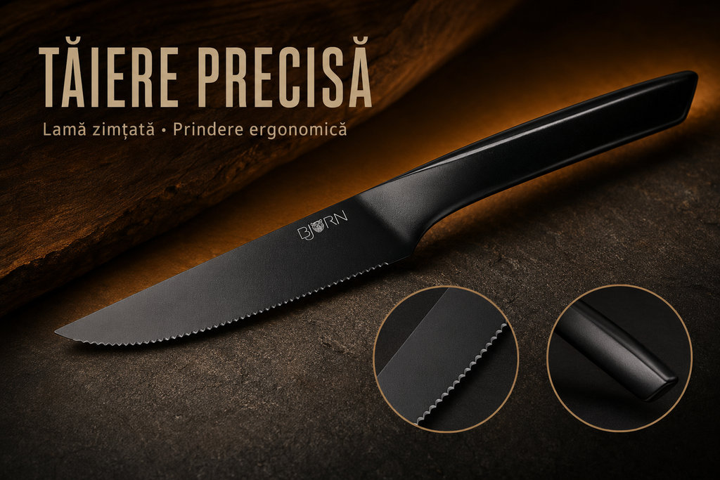 Cuțit steak JENSEN beneficii tăiere precisă lamă satinat 13cm