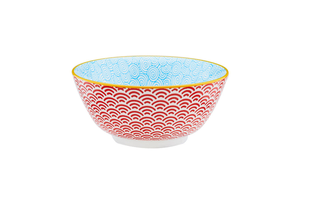 Bol PATTERN porțelan valuri roșii spirale albastre Ø15cm HoReCa - Servirea Mesei