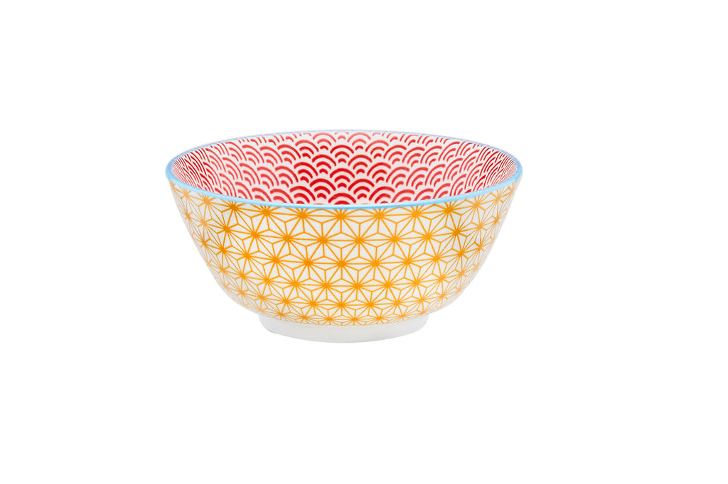 Bol PATTERN porțelan model geometric galben valuri roșii Ø15cm HoReCa - Servirea Mesei