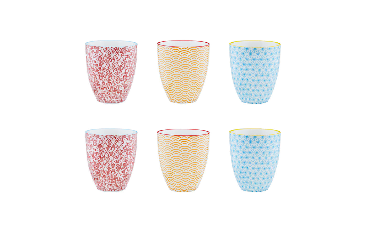 Cană porțelan PATTERN model geometric albastru 300ml set 6 piese