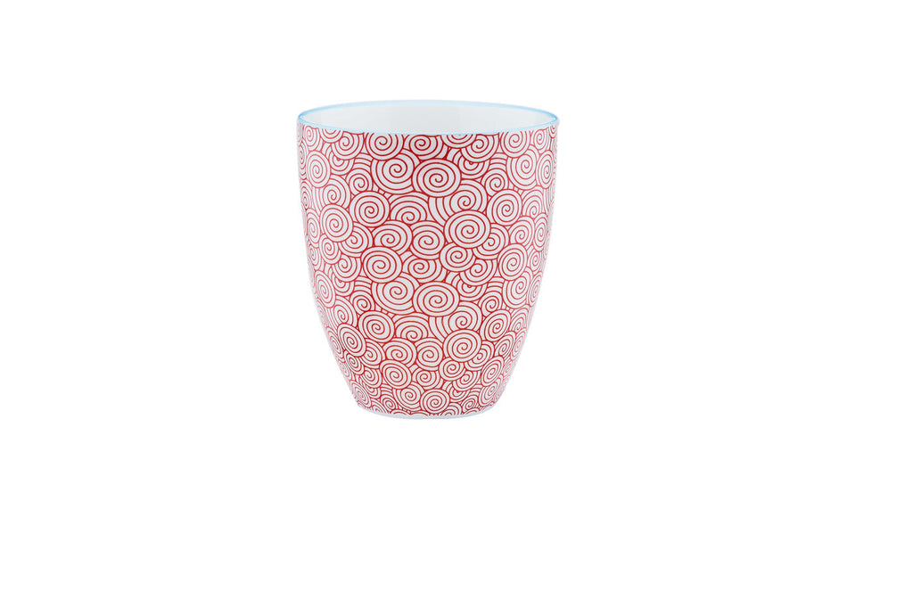 Cană fără toartă PATTERN porțelan spirale roșii 300ml HoReCa - Servirea Mesei