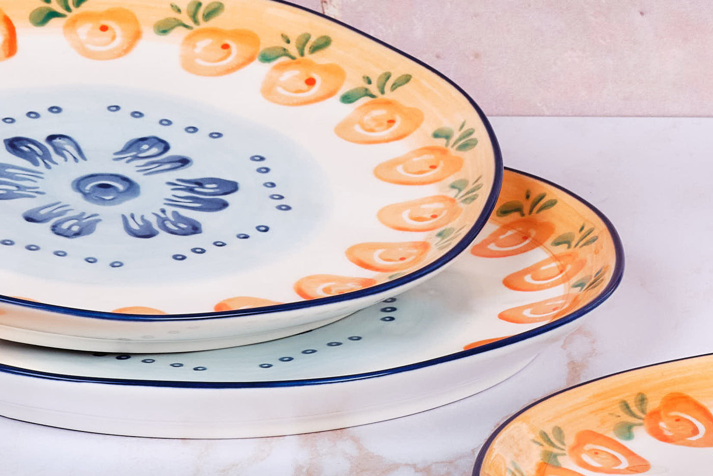 Farfurie NAPOLI Citrus Ø20cm porțelan pictat manual - detaliu motiv