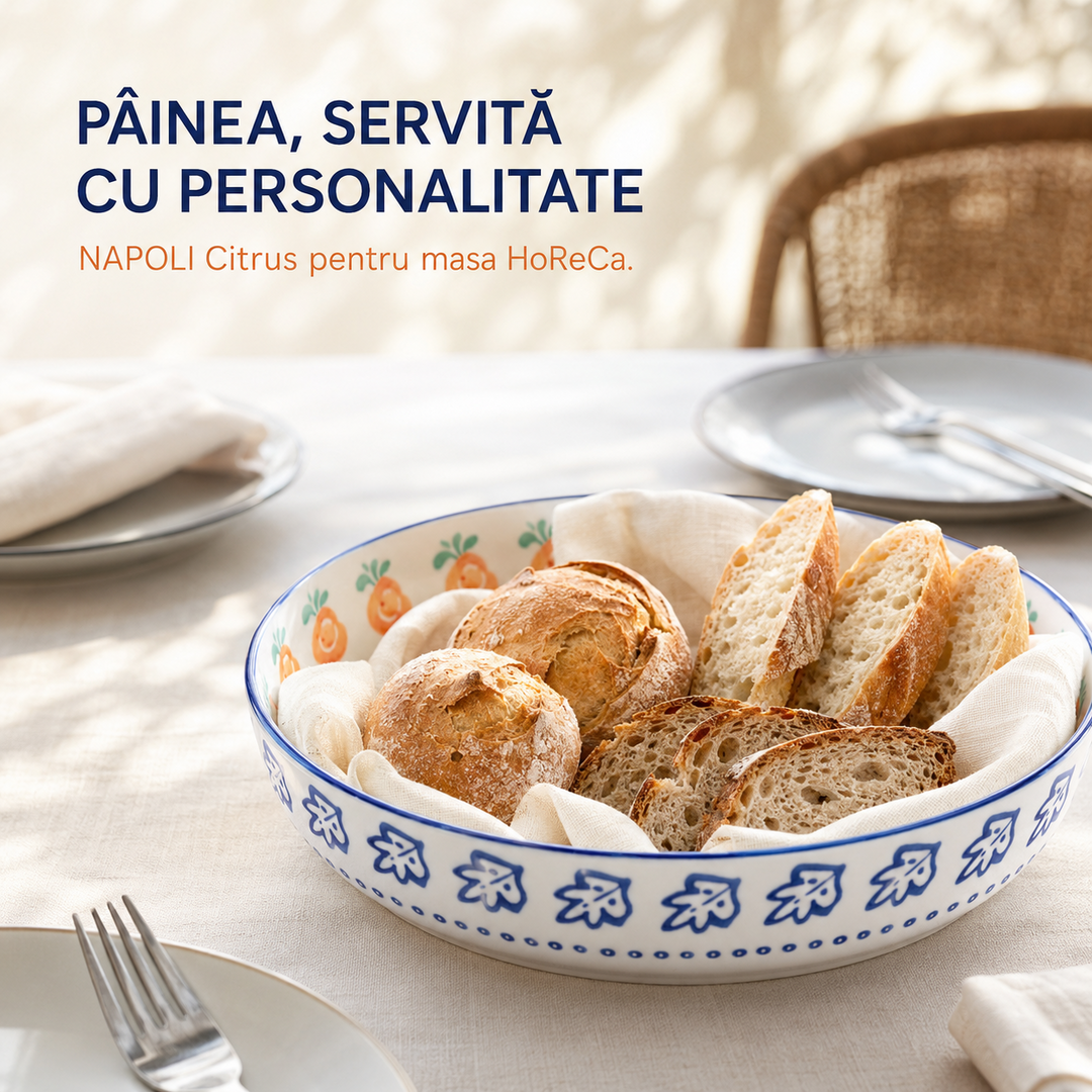 Bol pâine NAPOLI Citrus porțelan pictat manual - servire masă HoReCa