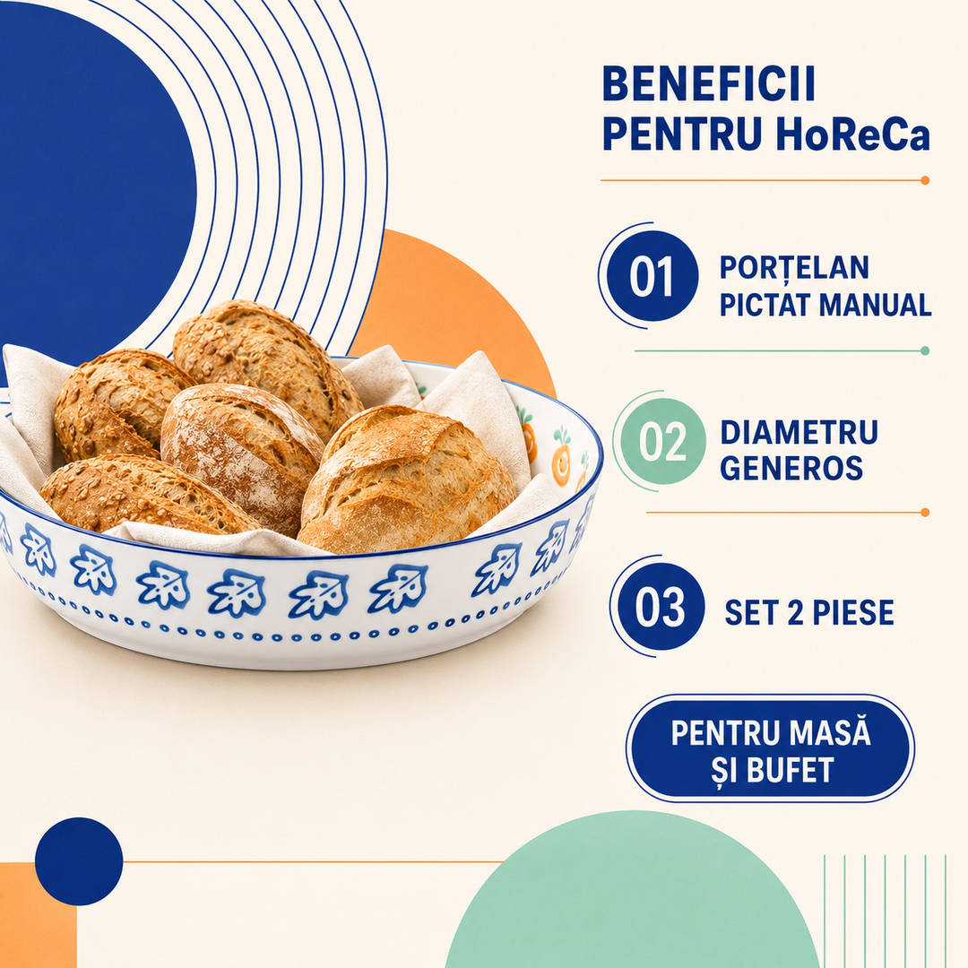 Bol pâine NAPOLI Citrus porțelan pictat manual beneficii HoReCa