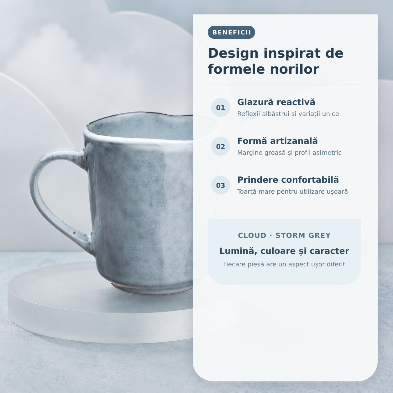 Cană CLOUD gresie ceramică Storm Grey beneficii durabilitate HoReCa