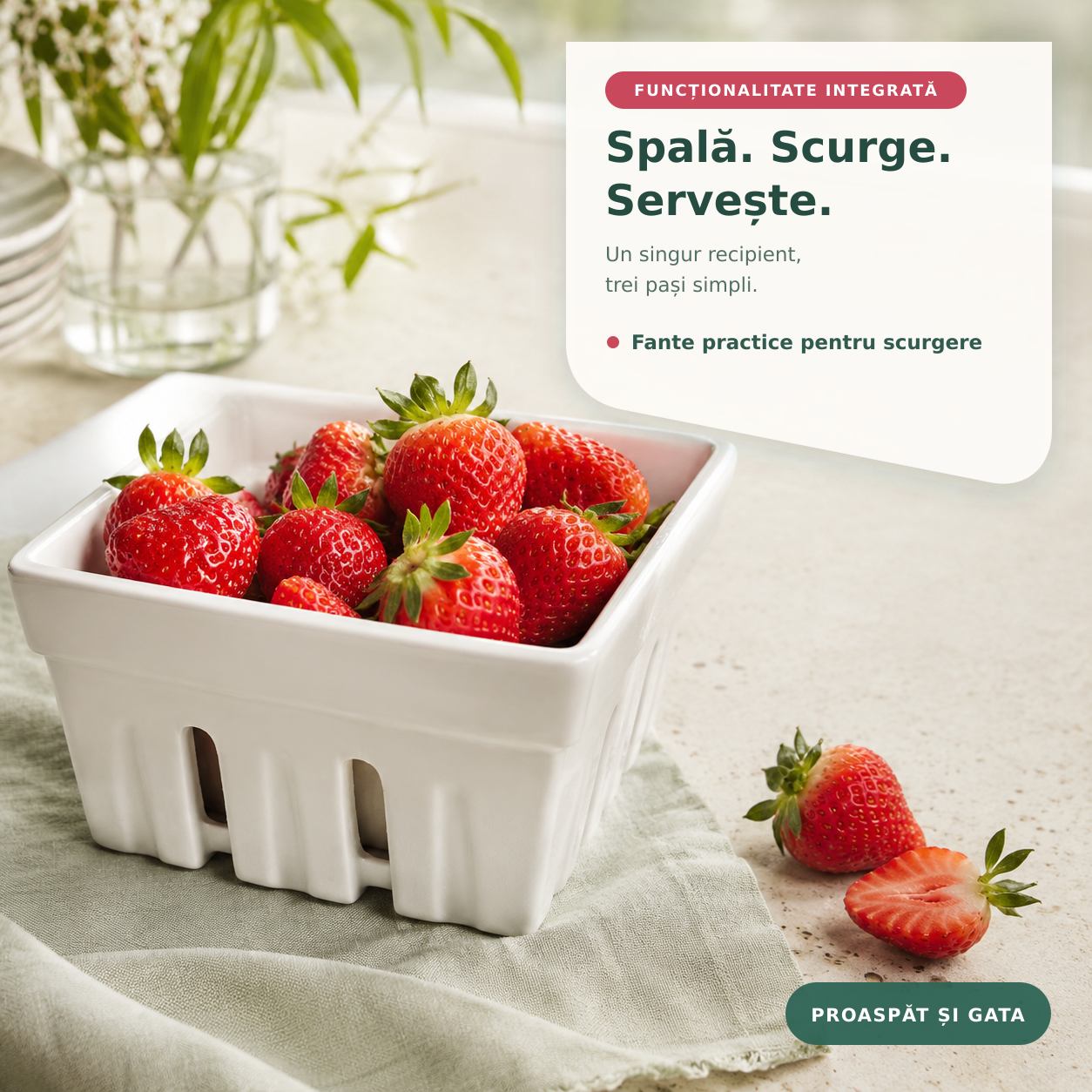 Coș ceramică albă spală scurge servește HoReCa restaurant hotel