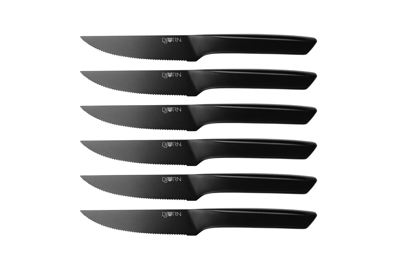 Set 6 cuțite steak JENSEN negru mat oțel inoxidabil - vedere ansamblu