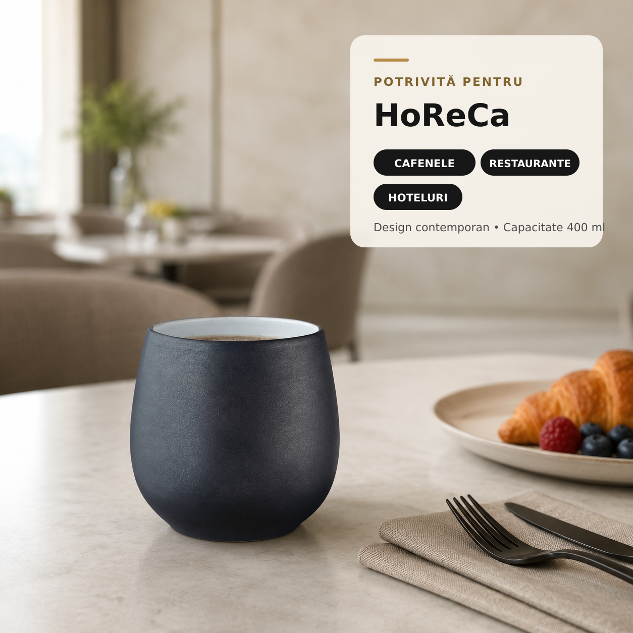 Cană ceramică GOURMET Onyx destinații HoReCa restaurant hotel