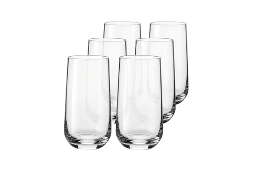 Pahar long drink Riva, sticlă transparentă, design conic, 460 ml, set 6 piese