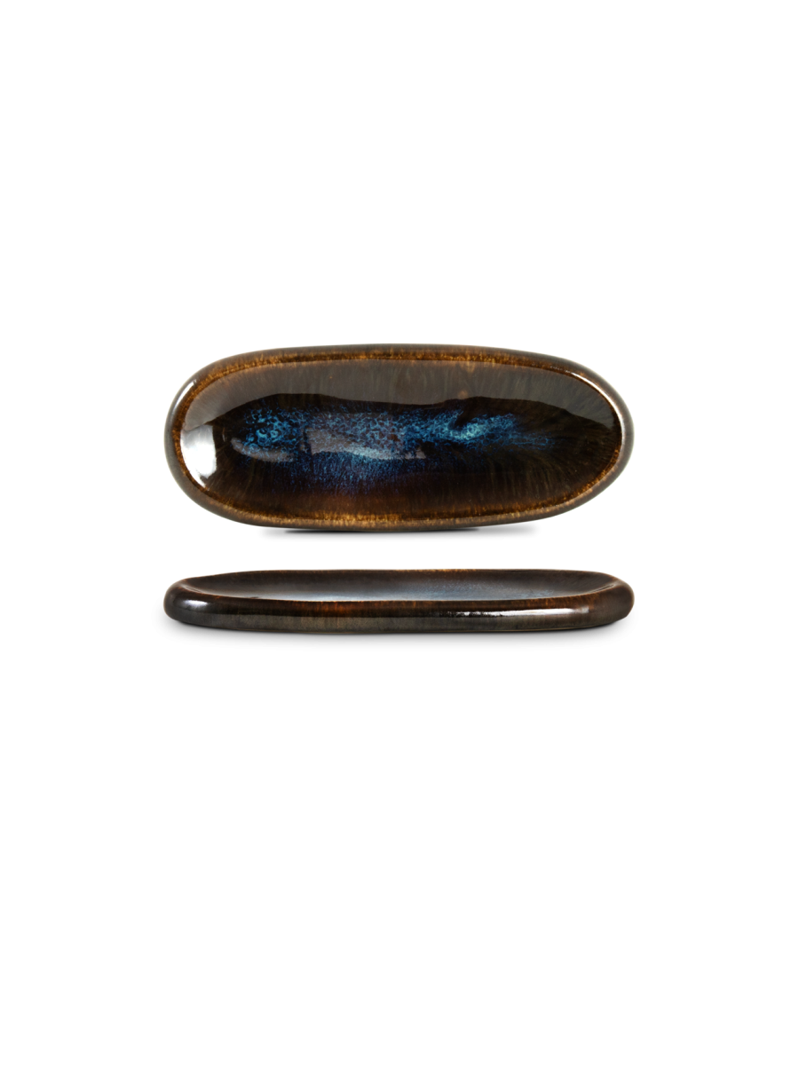 Farfurie degustare ovală QUARTZO, onix, 24 × 9,5 cm