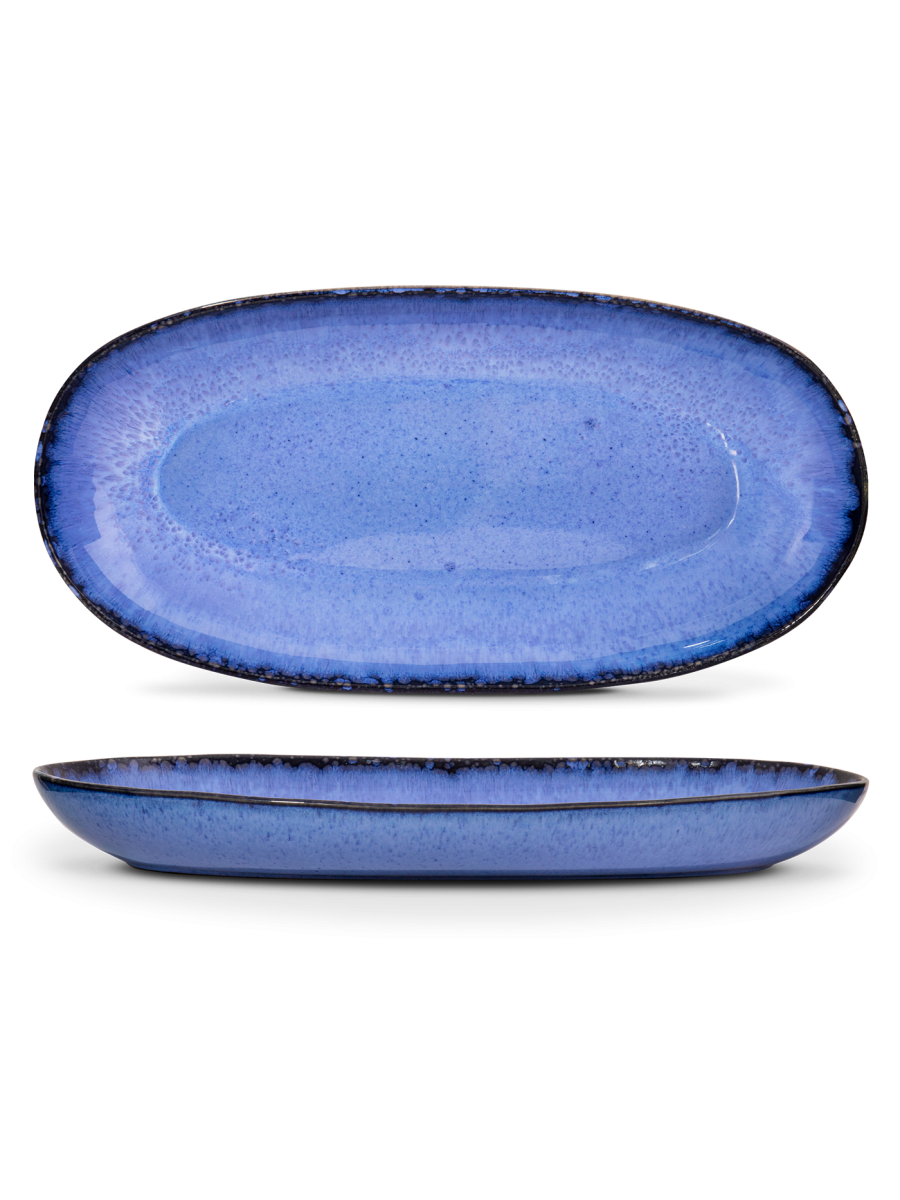 Platou oval servire mare AMAZÔNIA, albastru, 42 × 21 cm