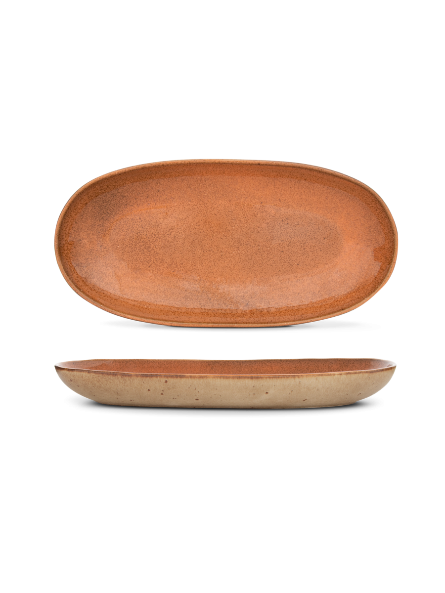 Platou oval servire mediu FLOWER SEEDS, portocaliu, 34 × 16 cm