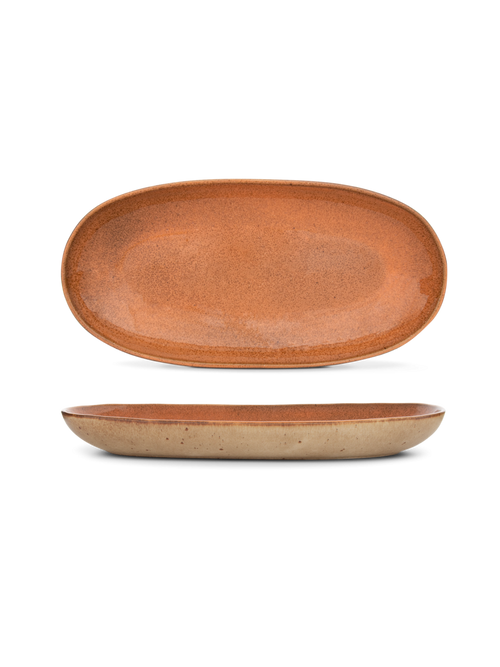 Platou oval servire mediu FLOWER SEEDS, portocaliu, 34 × 16 cm