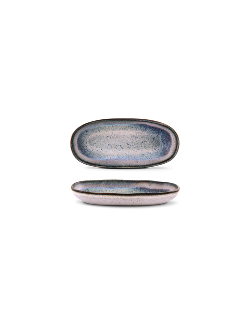 Platou oval servire mic SAIL, alb cu decor albastru, 23,5 × 12,5 cm