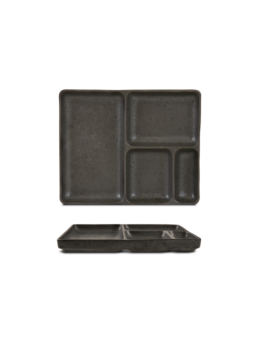 Farfurie Bento JAPANESE CUISINE, negru, 26,5 × 21 cm