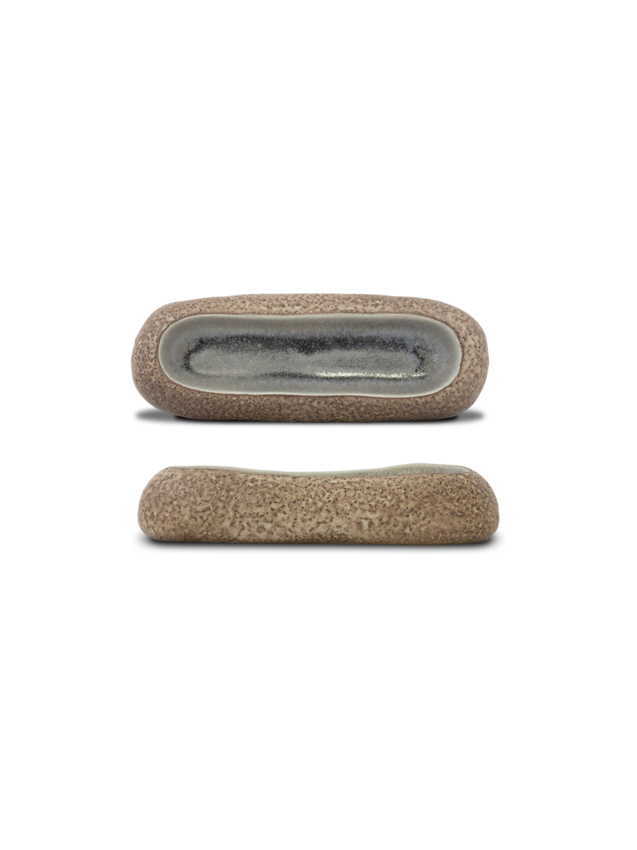 Farfurie degustare ovală SEIXO, maro, 26 × 9,4 cm