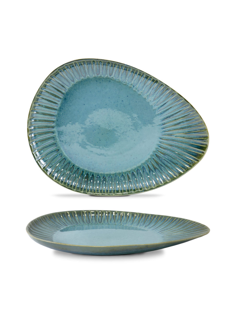 Farfurie întinsă mare VIEIRA, verde, 34 × 26 cm