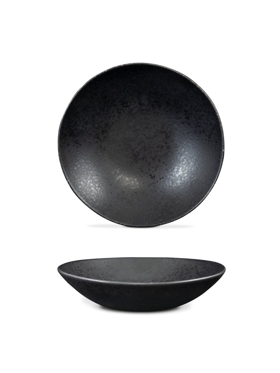 Farfurie adâncă paste BLACK STONE, negru cu reflexe metalice, Ø23 cm