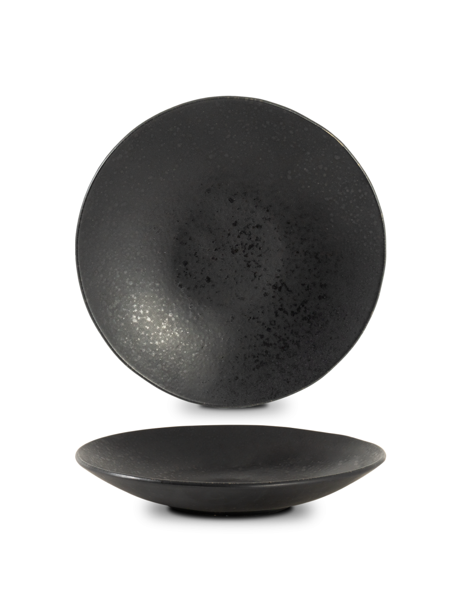 Farfurie adâncă paste mare BLACK STONE, negru cu reflexe metalice, Ø30 cm