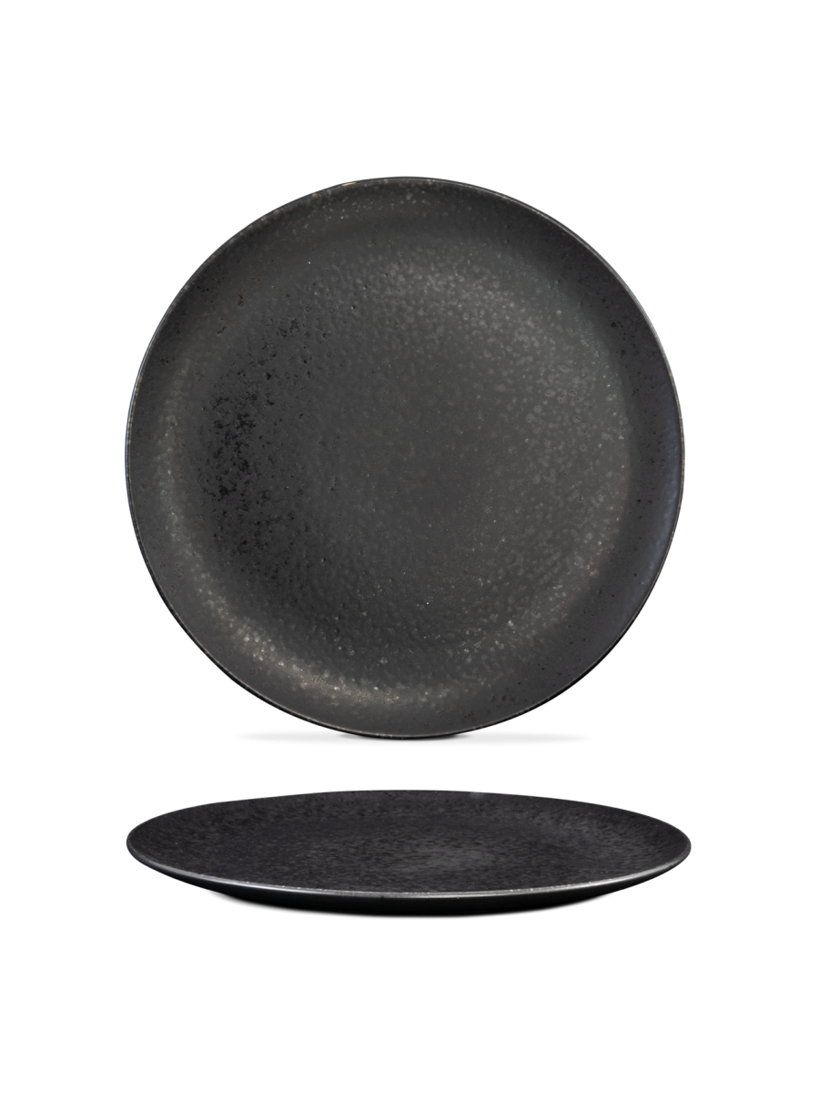 Farfurie întinsă fel principal BLACK STONE, negru cu reflexe metalice, Ø28,5 cm