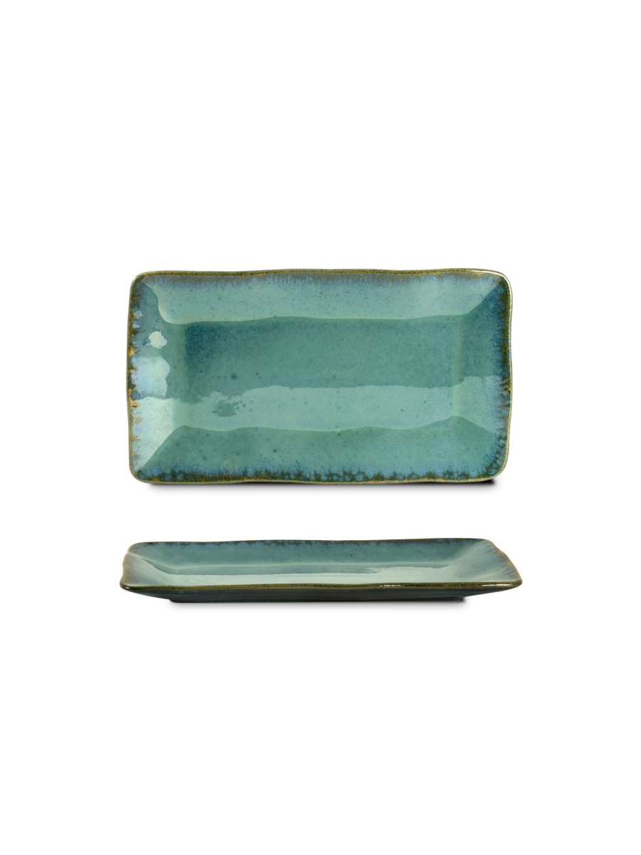 Farfurie dreptunghiulară medie AMAZÔNIA, verde, 28 × 16 cm