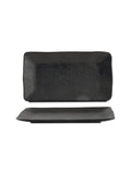 Farfurie dreptunghiulară medie BLACK STONE, negru cu reflexe metalice, 28 × 16 cm
