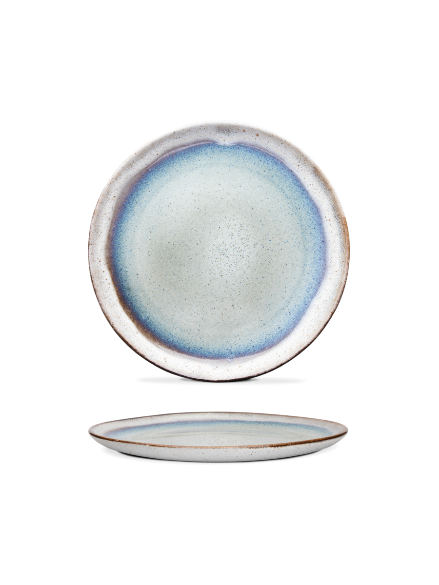 Farfurie întinsă desert SAIL, alb cu decor albastru, Ø22 cm