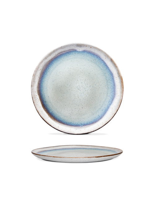 Farfurie întinsă desert SAIL, alb cu decor albastru, Ø22 cm