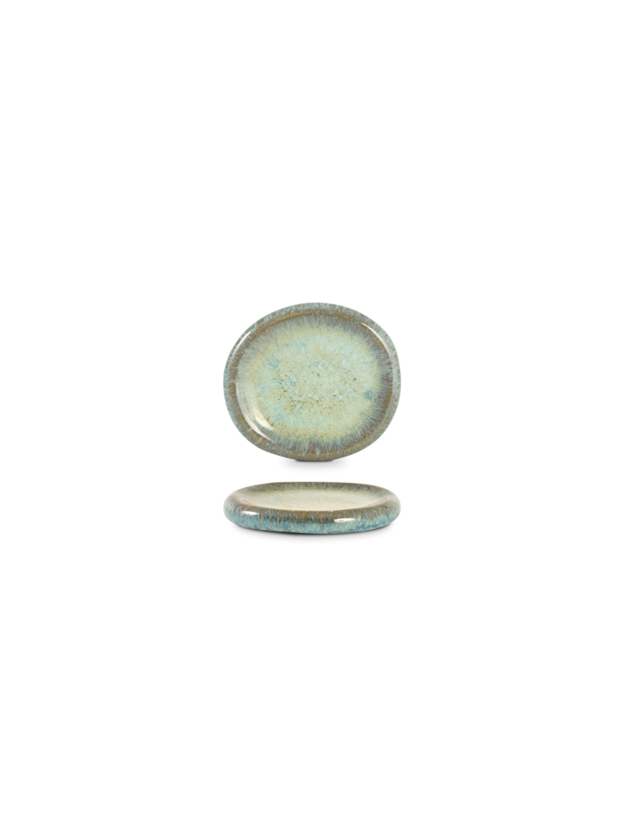 Farfurie întinsă mică QUARTZO, aqua, 11,5 × 10 cm
