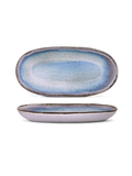 Platou oval servire mare SAIL, alb cu decor albastru, 42 × 21 cm