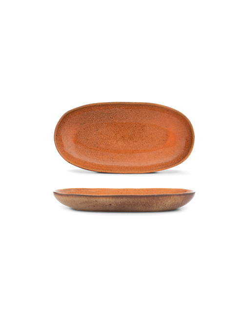 Platou oval servire mic FLOWER SEEDS, portocaliu, 23,5 × 12,5 cm
