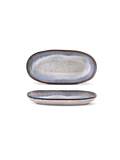 Platou oval servire mediu SAIL, alb cu decor albastru, 34 × 16 cm